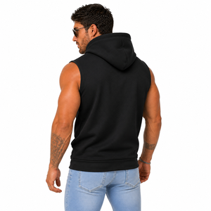High Quality <b>Men</b> Sleeveless Hoodie <b>Gym</b> <b>Vest</b> Pullover Muscle Tank Solid Color Custom <b>Mens</b> Sleeveless Hooded Workout Tank - Product Image 6