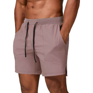 Shorts de sport pour homme en polyester/coton, séchage rapide, respirant, couleur unie, non tissé, noir, vente chaude - Product Image 2