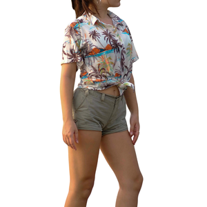 Camisa de Verano con Estampado de Olas Costeras para Mujer, Cuello Suave, para Vacaciones, Piscina, Proveedor Mayorista - Product Image 2