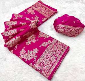 Sari Moderno de Seda Khadi RN, Tejido Suave y Puro, Sari Completo con Blusa con Código de Barras, para Bodas y Fiestas, de Secado Rápido y Sin Arrugas - Product Image 5