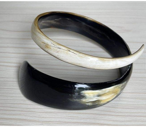 Round Buffalo Horn Bangle Polished Natural Horn <b>Jewelry</b> Crafted With Gold Inlay from India - Product Image 6