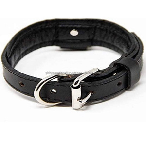 Durable asequible 100% genuino cuero collar de perro hardware premium 2 Correa anillos remaches Correa termina acolchado perro collar del animal doméstico - Product Image 2