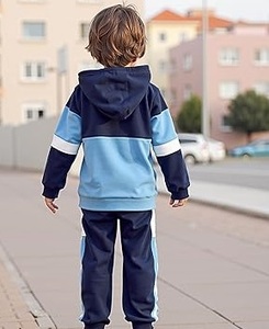 Conjunto Deportivo para Niños, Estilo Oversize, Felpa Francesa Gruesa, Lavado Ácido, Bloques de Color Sólido, Dos Tonos, Ropa Urbana de Invierno - Product Image 2