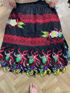 Women's Vintage A-Line Pleated Anti-Wrinkle Soft 100% Polyester Solid Mini <b>Skirt</b> Discharge Printed Knitted Lower Hem Summer - Product Image 3