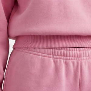 Conjunto de 2 piezas de forro polar rosa para mujer con sudadera con cremallera y estampado geométrico y pantalones cortos por encima de la rodilla, ropa deportiva informal - Product Image 5
