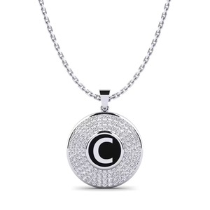 Collier avec pendentif lettre C, argent 925, cristal de moissanite, strass rond, charme unisexe, style hip hop, bijoux cadeau - Product Image 1
