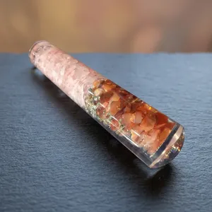 Obélisque de massage en cristal d'orgonite, quartz rose et cornaline rouge, écologique, fait main, mascotte Feng Shui, en pierres précieuses, directement du fabricant - Product Image 2