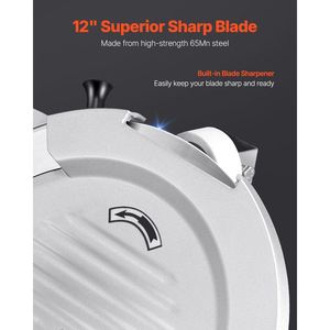 Affettatrice Elettrica Automatica 180W + 370W con Lama Premium da 12 Pollici in Acciaio 65Mn, Spessore Regolabile 0-0,3 Pollici - Product Image 5