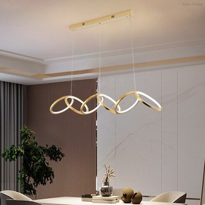 Lámpara de Techo Moderna y Sencilla de Acero Inoxidable con LED Regulable para Bar, Comedor, Restaurante, Estilo Minimalista de Lujo con Forma Alargada - Product Image 1