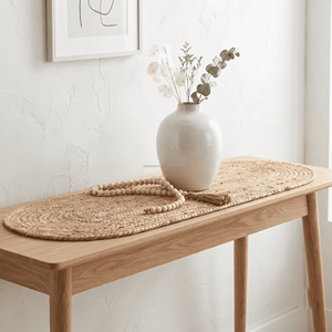 13 x 48 Inches Natural Jute Woven <b>Table</b> <b>Runner</b> – Bohemian Decorative Dining <b>Runner</b> for Farmhouse & Rustic Decor - Product Image 1