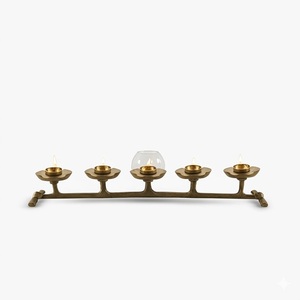 Indian Manufacturer Black Finish Hand-Casted Metal Construction Horizontal <b>Branch</b> 6-<b>Light</b> Tealight Candle Holder for Tabletop - Product Image 2
