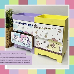 Cartoon Desktop <b>Drawer</b> Organizer 2 <b>Drawer</b> Storage Cabinet MDF Desktop Vanity Cabinet for Bedside Counter - Product Image 3