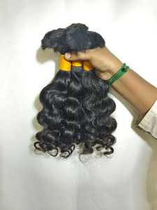 Extensiones de Cabello Humano Indio Rizado Remy con Doble Trama, Ondulado Natural Sin Procesar, de un Solo Donante, 100g, a Granel - Product Image 2