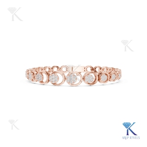 Elegant Lab Grown Diamond Round Brilliant Cut Floral Cluster Link <b>Bracelet</b> 14K 18K <b>Solid</b> Gold Fine Unisex Jewelry KRUP JEWELS - Product Image 4