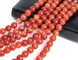 ลูกปัดหินอาเกตสีแดงส้มทรงกลมเกรดคุณภาพสำหรับทำเครื่องประดับ สร้อยข้อมือ สร้อยคอ งานฝีมือ DIY - Product Image 4