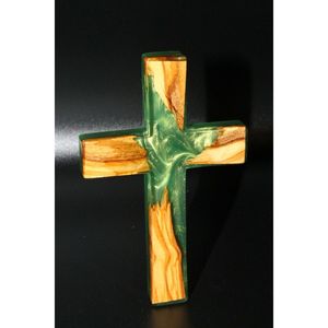Cruz de Madera Hecha a Mano con Resina para Oración y Devoción, Letrero de Pared para Inspiración Espiritual - Product Image 4