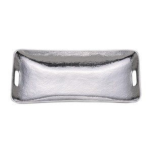 Bandeja Decorativa Rectangular Plateada con Textura Martillada, Diseño Moderno con Asa para Decoración del Hogar - Product Image 4