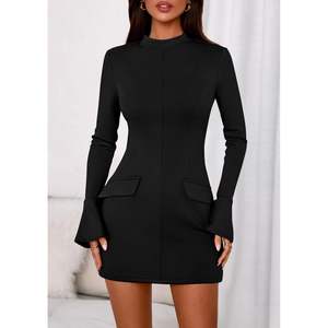 PrettYGARDEN 2025 Vestido Mini Elegante para Mujer, para Cóctel, Fiesta, Club, Manga Larga, Formal, Corto, con Cuello Alto, Estilo Ajustado - Product Image 6