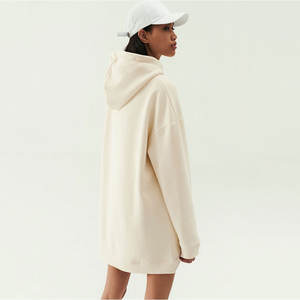 Hoodie tricoté oversize mi-long pour femme East West Trendy, 100 % coton respirant, coupe décontractée ample, avec logo frontal - Product Image 2