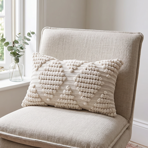 12 x 20 Inches Ivory Cotton Diamond Lumbar Cushion Cover – Decorative <b>Throw</b> Pillow, Boho Sofa & Accent <b>Chair</b> Pillow - Product Image 1