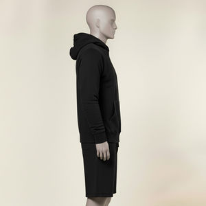 Custom Black Hoodie Shorts <b>Set</b> Heavyweight Cotton Fleece Unisex Streetwear Casual Summer Outfit OEM Private Label Ready - Product Image 3