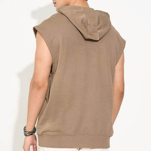 Vente en gros de sweats à capuche sans manches pour hommes, de haute qualité, avec logo personnalisé, pour l'hiver, 100% coton, pour la musculation, l'entraînement en salle de sport - Product Image 4