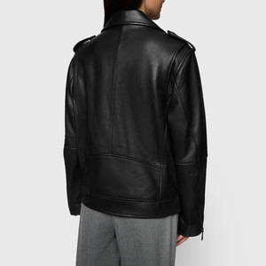 Chaqueta de cuero para mujer, estilo motero, con cremallera, impermeable, ecológica, informal, holgada, de invierno, para la calle - Product Image 2