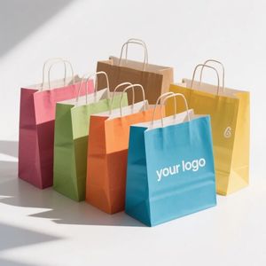 Eco Friendly Kraft Paper Shopping Bag Recyclable Custom Handbag for Clothing Shoes <b>Socks</b> OEM Factory Supply - Product Image 6