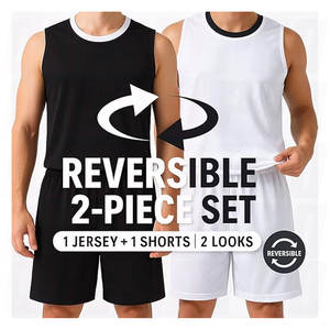 Ensemble de maillots de basket respirants grande taille, uniformes réversibles personnalisés par sublimation, vêtements de sport anti-humidité pour équipes, clubs, écoles - Product Image 2