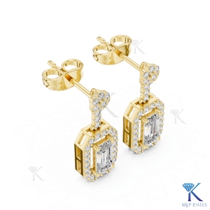 ต่างหูเพชรแล็บโกรว์ทรงเอ็มเมอรัลด์แบบแปดเหลี่ยมประดับด้วยโอลา 18K ทองคำแท้ เครื่องประดับผู้หญิงสุดหรูทันสมัย ของขวัญวันครบรอบแต่งงาน - Product Image 6