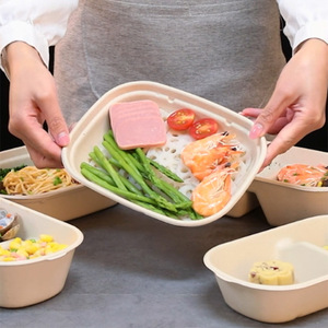 Barquette à Nachos Personnalisée Biodégradable et Compostable en Bagasse, Boîte à Déjeuner Jetable avec Couvercle - Product Image 5