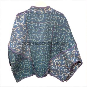 เสื้อแจ็คเก็ตผ้าฝ้ายคันธาแบบไม่ทอจากอินเดีย ยี่ห้อ WOODEN BLOCK CRAFT  รักษ์โลก คอจีน พิมพ์ลายด้วยมือ แห้งเร็ว - Product Image 6