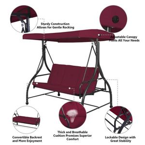Convertible 3-Seat <b>Swing</b> <b>Hammock</b> Bed Patio <b>Swings</b> with Durable and Comfortable Features - Product Image 4