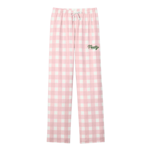Pantalon de pyjama en flanelle à carreaux rose et blanc pour femme, en coton doux, avec cordon de serrage, coupe décontractée, bas de pyjama confortable - Product Image 1