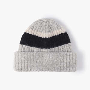 Gorro de invierno de punto acrílico, gorro tipo beanie con bloques de color, estilo casual, unisex, para una circunferencia de cabeza de 56-58 cm. - Product Image 2