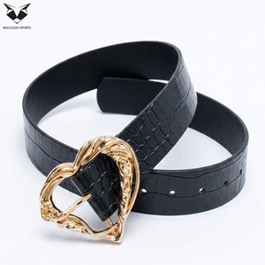 Cinturón de Cuero con Textura Negra Sexy para Mujer, Hebilla de Corazón de Acero Dorado, Cinturón de Cintura de Cuero Exótico, Cinturón de Moda para Club - Product Image 2