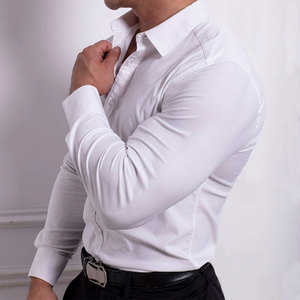 Men's 100% Cotton Satin Button-Down <b>Shirts</b> Casual Custom Logo Long Sleeve Solid Color Breathable <b>Plus</b> <b>Size</b> - Product Image 4