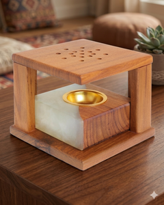 Luxury Wood <b>Arabic</b> Pearl Incense Bakhoor Burner with Ginger <b>Tea</b> Benzoin & Bergamot Scent Mubkhar Gift - Product Image 1