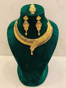 Ensemble de bijoux élégant pour femmes, 4 pièces, en cuivre et laiton plaqué or 24 carats, collier pour mariage, fiançailles, anniversaire, cadeau, fête - Product Image 2