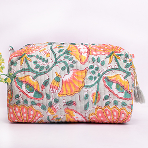 Organic Cotton Printed Quilted Fashion Handmade Newest Reusable Multifunction Customized Design Large Portable Makeup <b>Bag</b> - Product Image 3