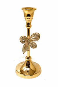 Elegant Gold Aluminum Candlestick <b>Holder</b> with Sparkling Crystal <b>Bow</b> Accent Modern Taper Candle Stand Wedding and Home Table De - Product Image 6