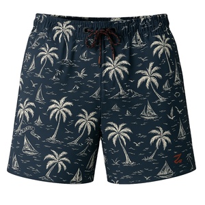 Shorts de Baño para Hombre, Estilo Vintage, Cintura Media, con Cordón, Tela Twill, Secado Rápido, Antiarrugas, Transpirable, con Estampado Paisley, para Playa - Product Image 1