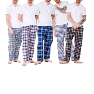Men's 100% Cotton Woven Canvas Casual <b>Pajama</b> Lounge Sleep Pants Plaid Bottoms Pocket Drawstring Self Fabric Breathable - Product Image 5