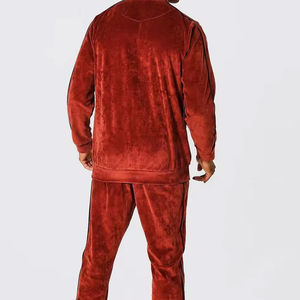 Ensemble de survêtement en velours pour homme, coupe ajustée, avec logo personnalisé, respirant, de haute qualité, avec fermeture éclair et capuche - Product Image 6