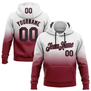 Sweat-shirt à capuche sportif tendance, nouveau design, personnalisé, blanc et noir-cramoisi dégradé, vente en gros directe pour l'industrie - Product Image 1