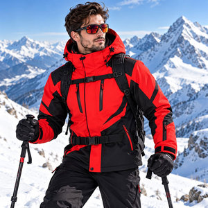 Veste de ski pour homme à capuche, imperméable, chaude, avec fermeture éclair, style color block, vêtements de sport d'hiver, veste de ski pour la neige - Product Image 6