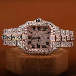 Montre en diamant moissanite de bonne qualité, bijoux de mode, mouvement à quartz, pour hommes et femmes, disponible au prix d'exportation - Product Image 1
