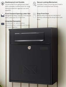 Boîte aux lettres métallique de ville, le meilleur choix, antirouille, durable, pour la réception de messages, armoire de sécurité extérieure pour documents, organisation optimisée - Product Image 5