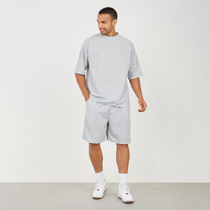 High Quality Two Piece <b>Set</b> Breathable Summer Men's Short Sleeve T-Shirt and Shorts Casual Polyester Cotton Sports Wear - Product Image 1