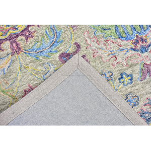 Tapis moderne abstrait en laine tufté à la main, multicolore bleu, jaune et rose, avec envers en latex, pour la décoration intérieure - Product Image 2